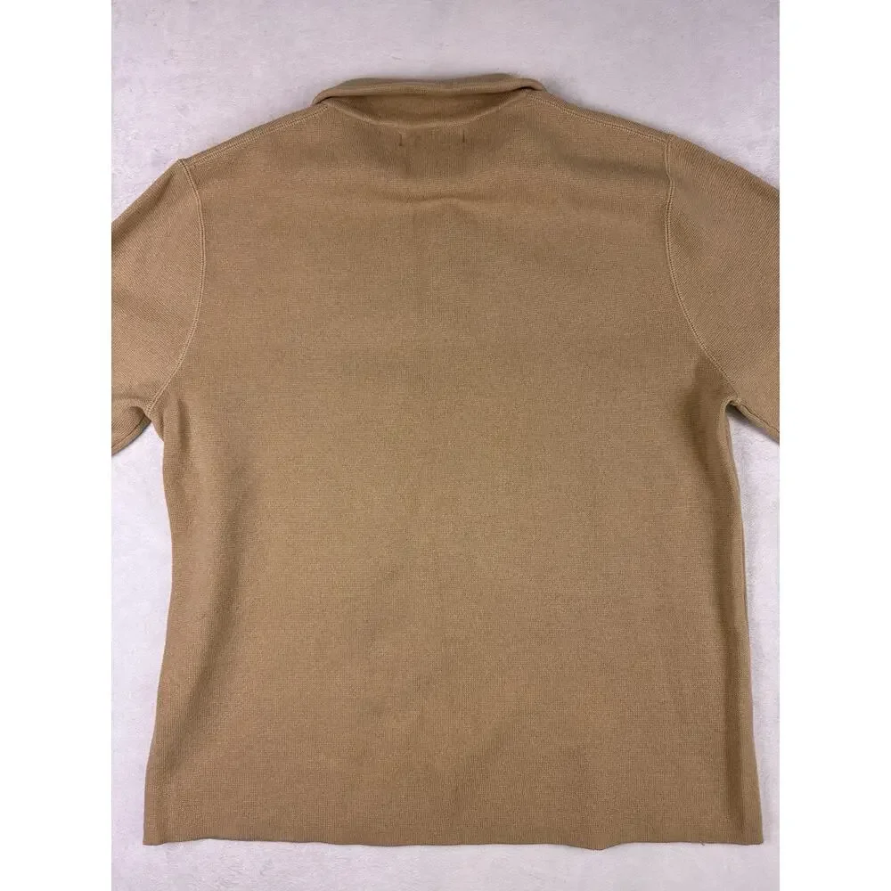 Banana Republic Half Zip Sweater Men’s XL Tan Wool Cotton Textured Knit